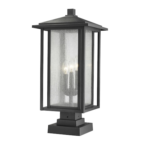 Z-Lite Aspen 3 Light Outdoor Pier Mounted Fixture, Black And Clear Seedy 554PHXLS-SQPM-BK